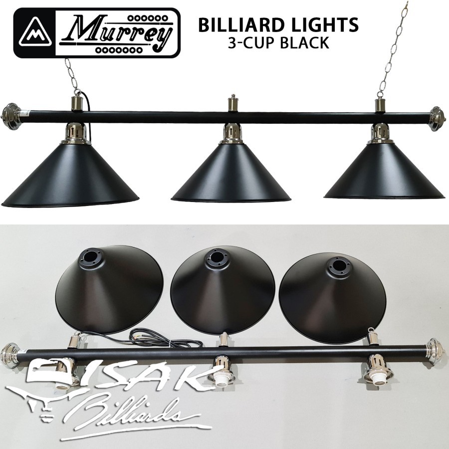 Lampu Meja Billiard 3 Kap - Black - Pool Table Light 3 Cup Biliar Lamp