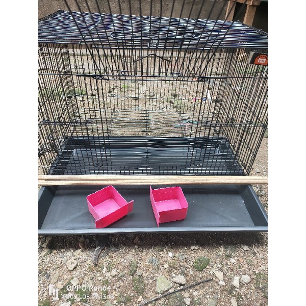 KANDANG KUCING KELINCI BURUNG BESI LIPAT MURAH SIZE Free 2 Tempat makan L 60X40X40 CM.-2