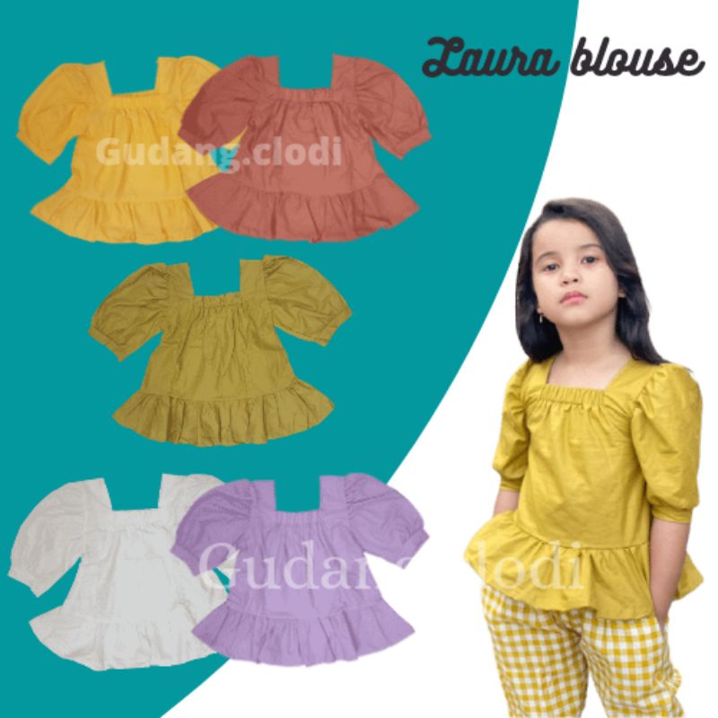 LAURA BLOUSE 3-4 TAHUN atasan anak kekinian korea