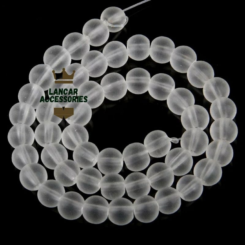 Bahan Gelang Natural Crystal Clear Quartz Mate Bulat - Putih Bening