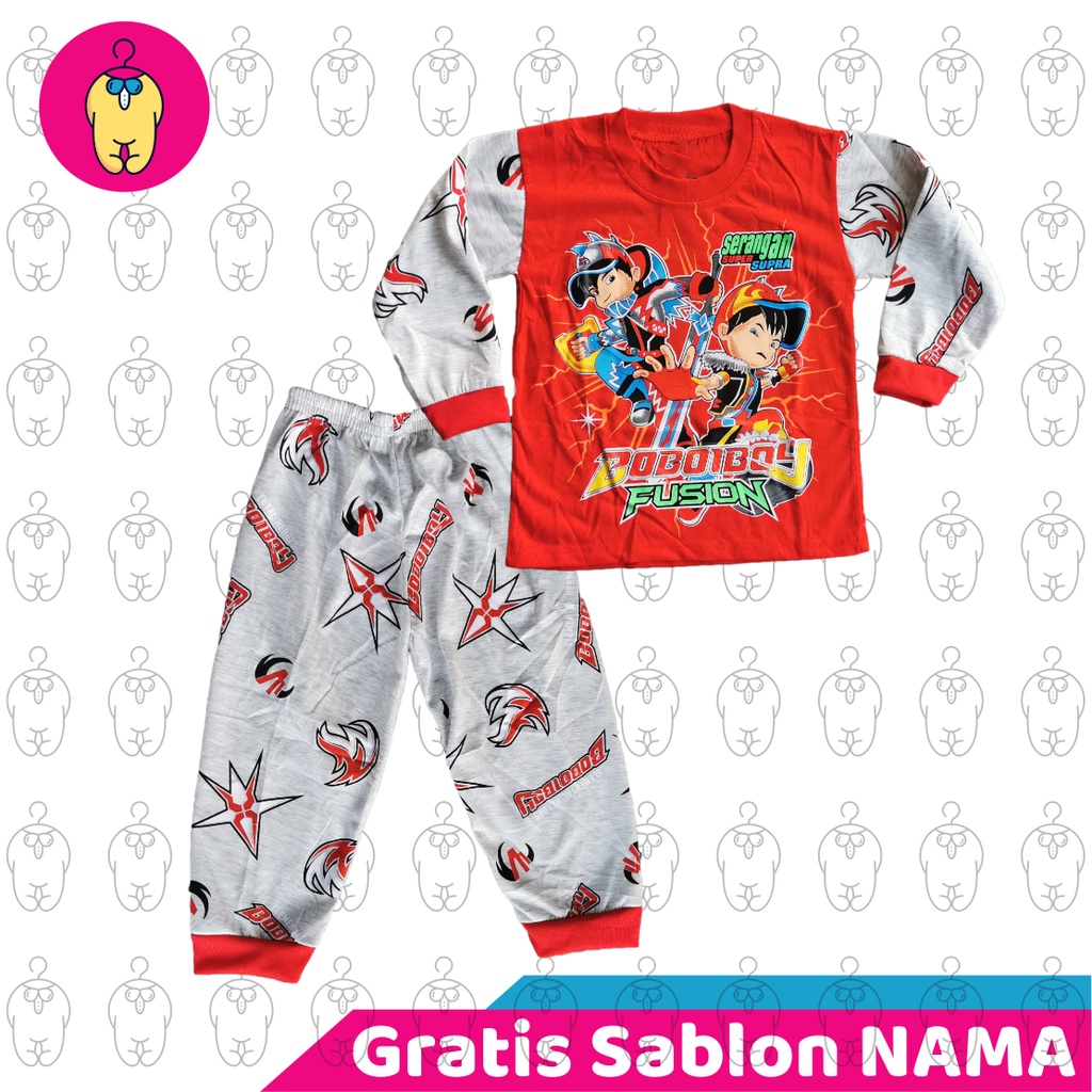 Baju Anak Setelan Boboiboy Panjang Gratis Sablon Nama