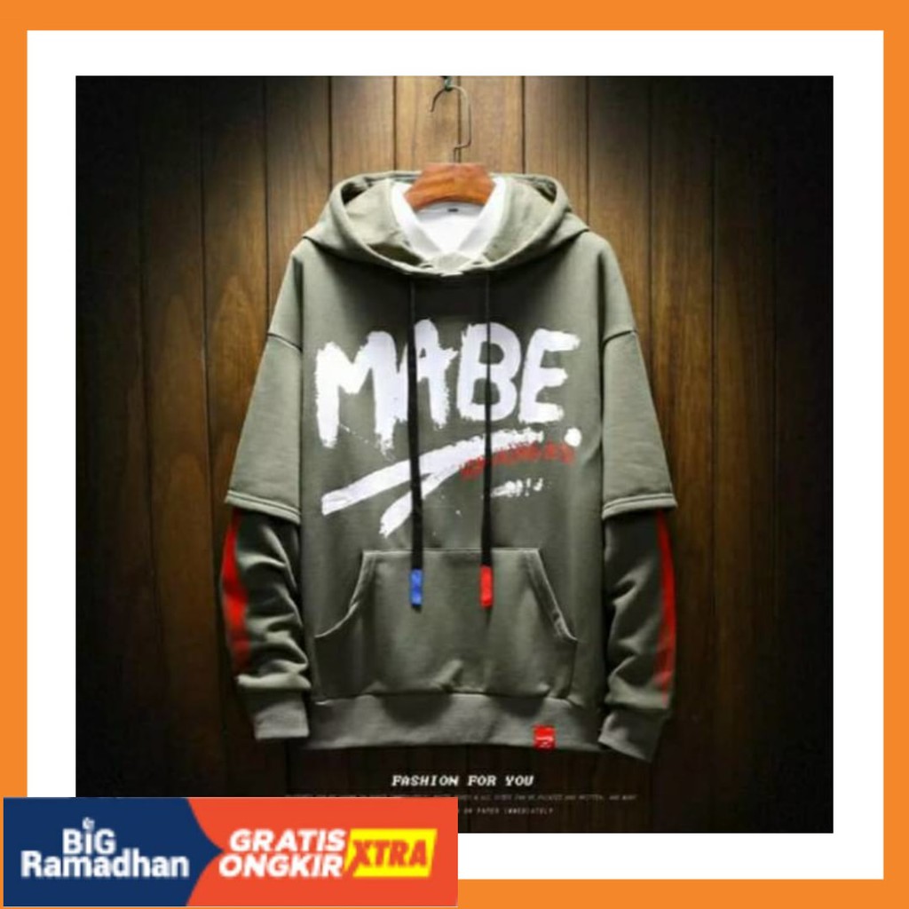 POLOS MOTIF MERAH PUTIH HITAM BIRU KUNING ASLI / Sweater Cowo MABE Sweater Hoodie Cowok - Army