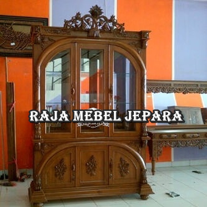 LEMARI HIAS PAJANGAN MANOHARA JATI 3 PINTU MEBEL JEPARA