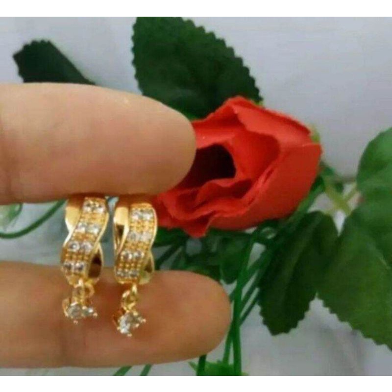 anting clip tetes permata anting xuping gold Perhiasan wanita dewasa