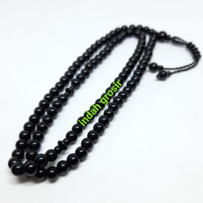 TASBIH NATURAL BATU BLACK ONYX 99 BUTIR 6MM ORIGINAL OLEH OLEH HAJI DAN UMROH