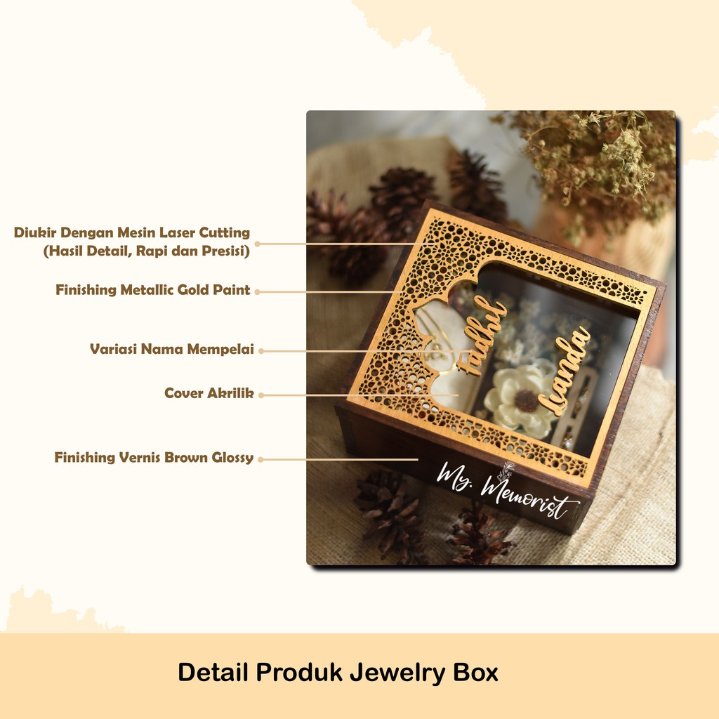 kotak perhiasan jewelry box rustic lasercutting