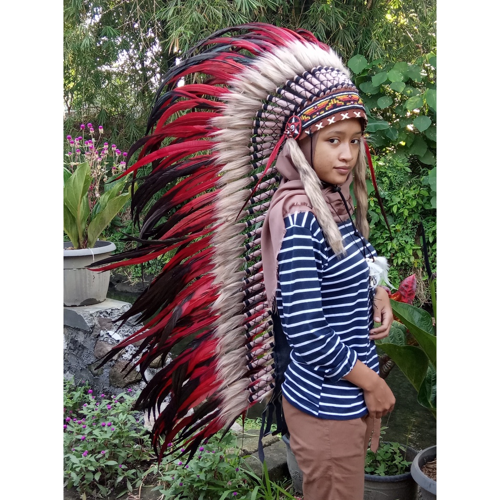 Warbonnet/topi indian/topi pesta/topi frestival/topi bulu