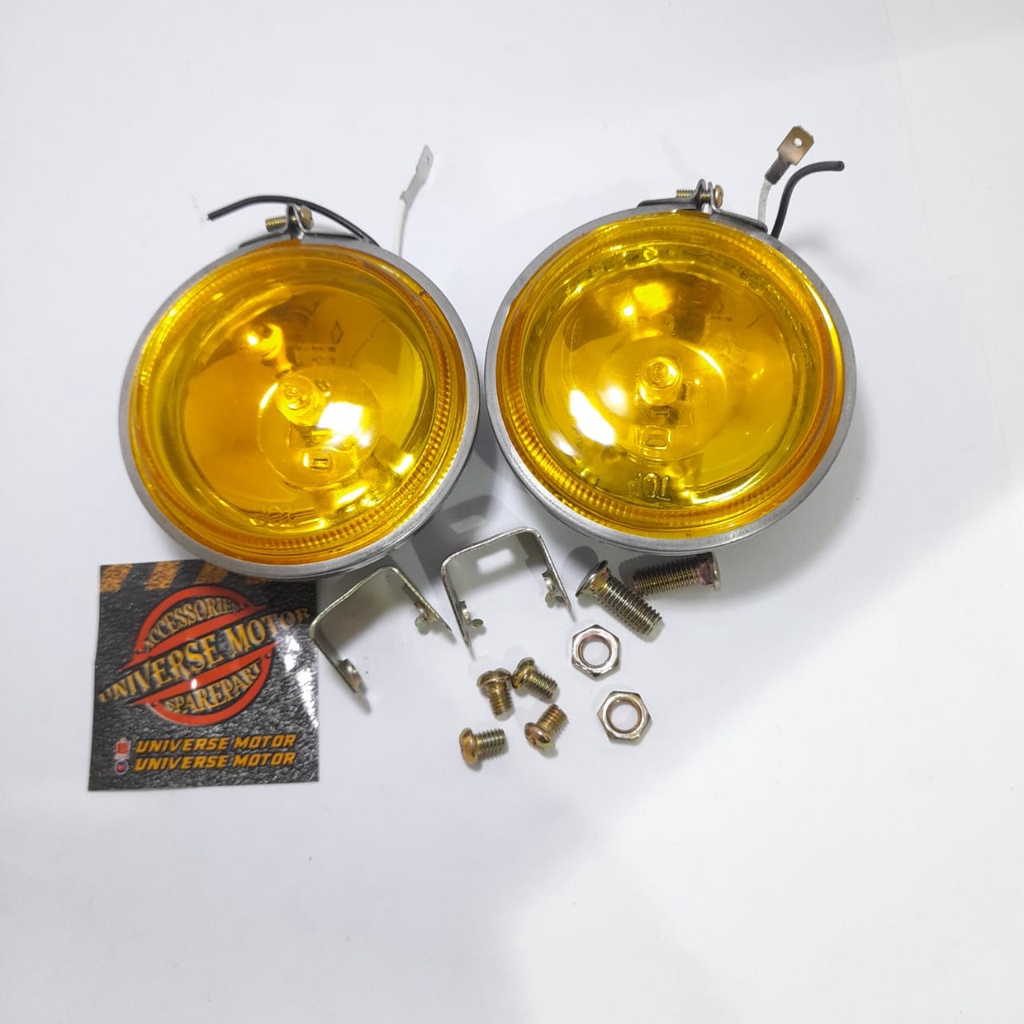 LAMPU TEMBAK BULAT 12V MOTOR MOBIL FOGLAMP LAMPU KABUT KUNING PUTIH