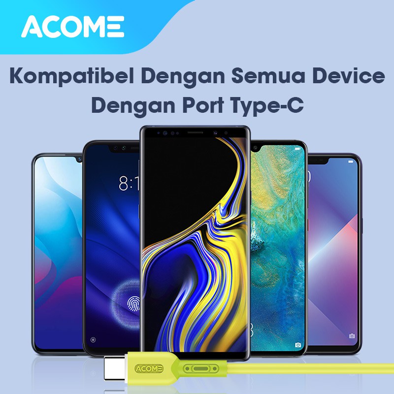 ACOME Kabel Fast Charging 100cm Varian Warna-Warni Trendy AEM-010 AEC-010 AEL-010 Garansi 1 Tahun