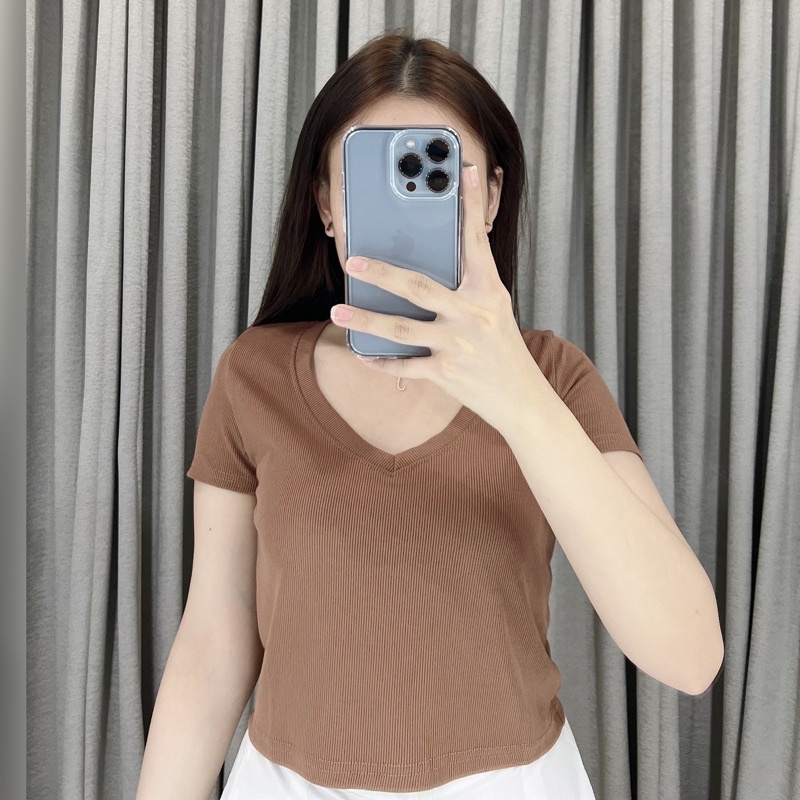 Crop Knit Vneck top | Knit crop top | Atasan rajut