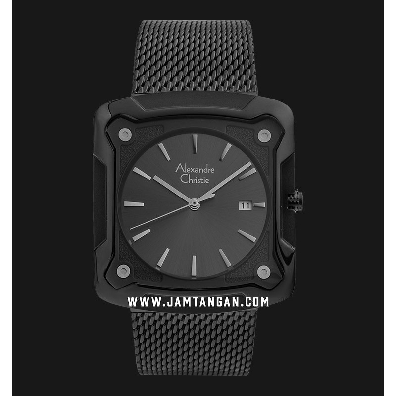 Alexandre Christie AC 3030 MD BIPBA Men Black Dial Black Mesh Strap