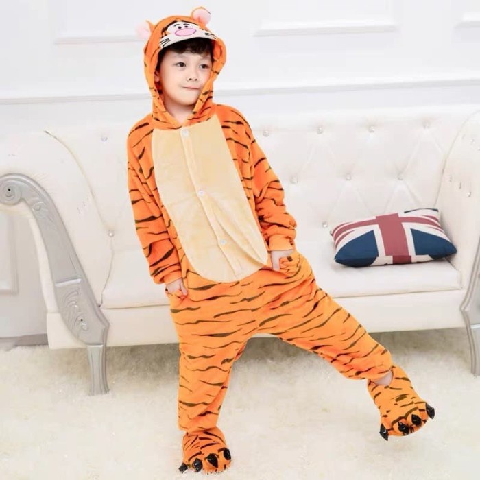 Kostum Onesie Harimau Tigger Tiger Winnie The Pooh Cosplay Piyama Anak 002