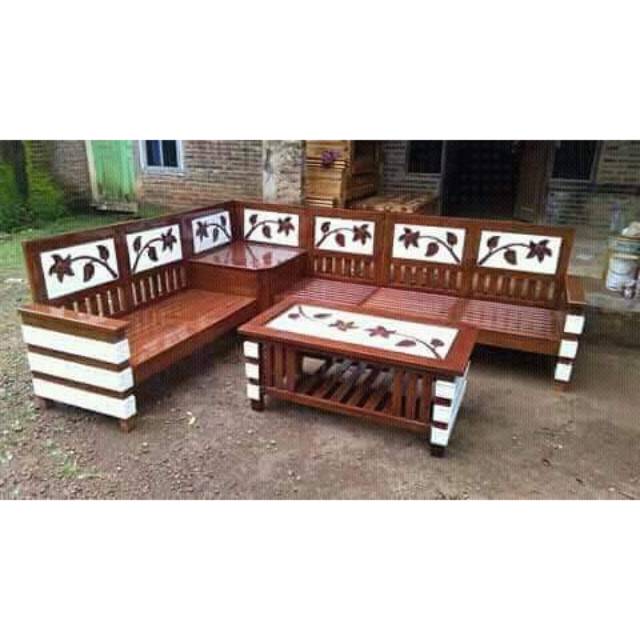 kursi sudut  kombinasi putih,mebel jepara,furniture