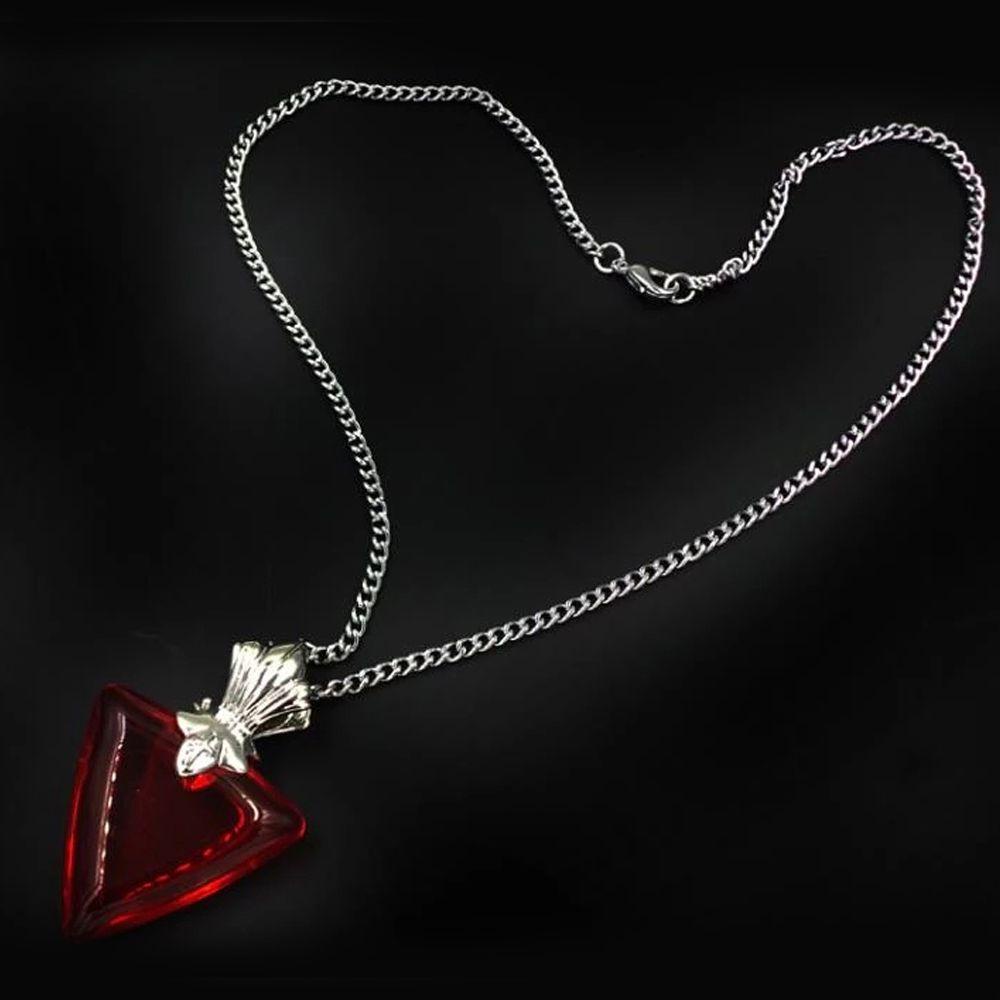 Mxbeauty Woman Anime Necklaces Elegan Manis Hati Merah Kristal Berlian Imitasi Tetap Malam Necklaces