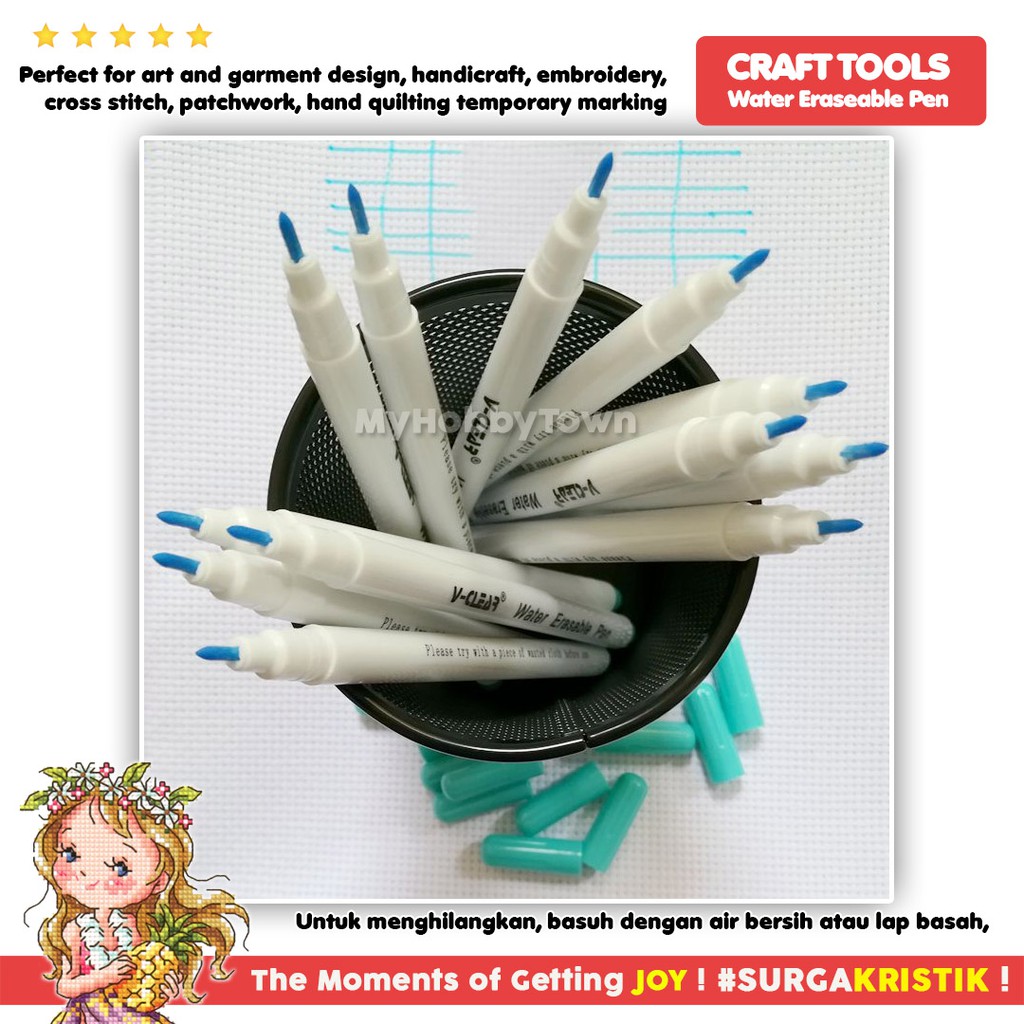 Water Erasable Pen Spidol Penanda Kain Fabric Marker Tinta Hilang Dengan Air