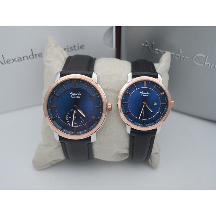 Alexandre Christie Ac 8576 Kombinasi Silver Rosegold Plat Biru, Jam Tangan Wanita Original