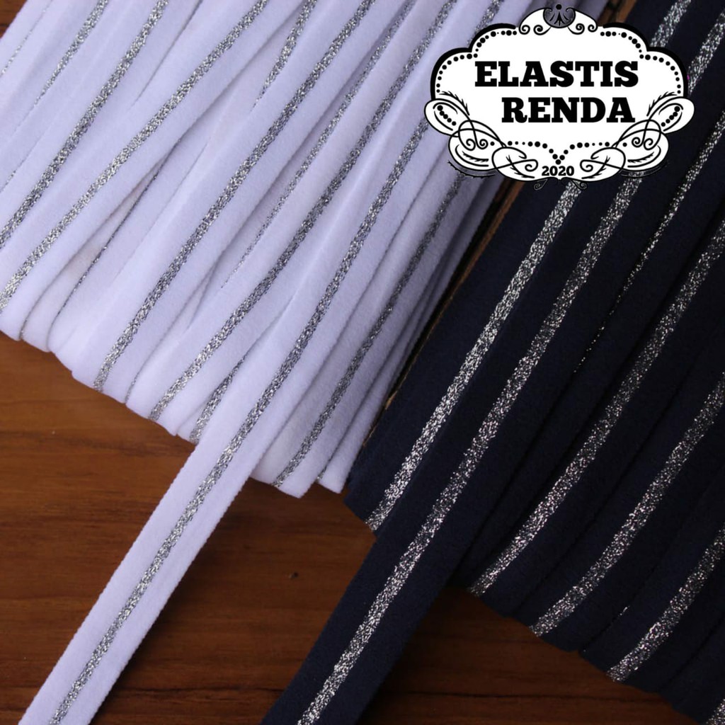 (Per Meter) Karet Elastis Cantik Salur Silver