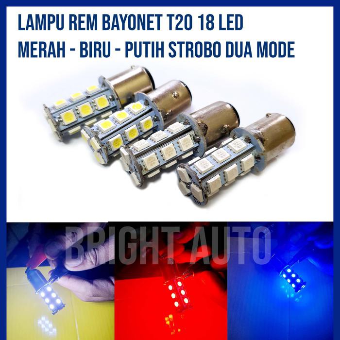 LAMPU REM T20 BAYONET 18LED KEDIP - PUTIH