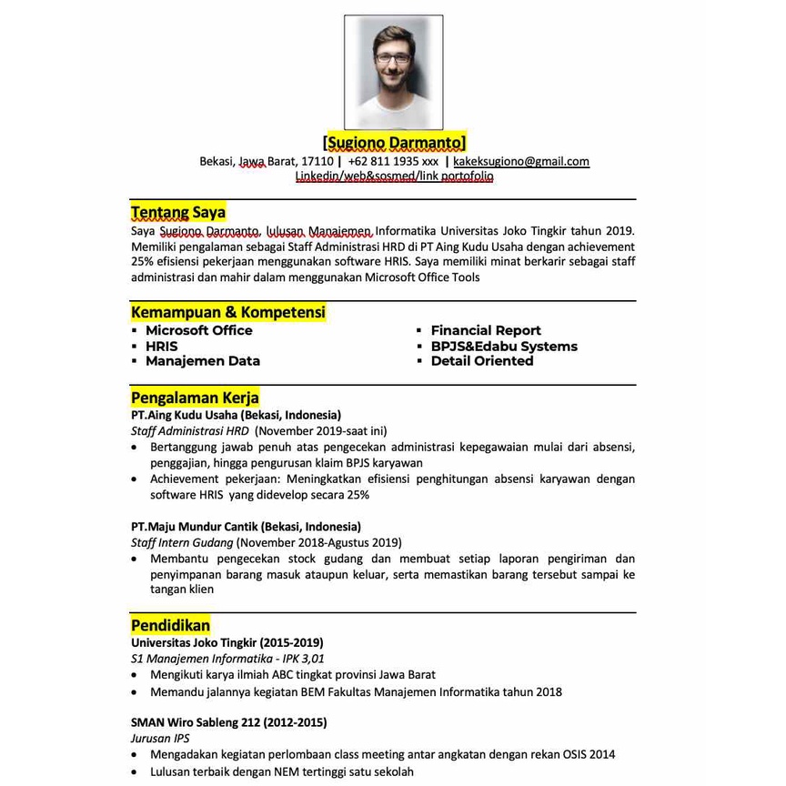 

(GRATIS ONGKIR) 100++ Template CV 100% ATS Friendly dalam format Ms. Word Siap Edit