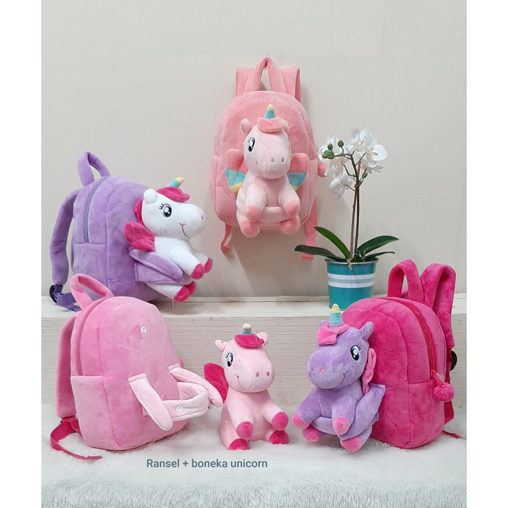 Tas Ransel Boneka Unicorn Size M/Backpack tas sekolah anak paud/tas bahu