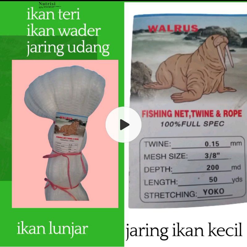 Jaring Ikan Kecil 3/8 Inchi/Jaring Udang, Jaring Ikan Wader,Ikan sepat, Ikan Lunjar