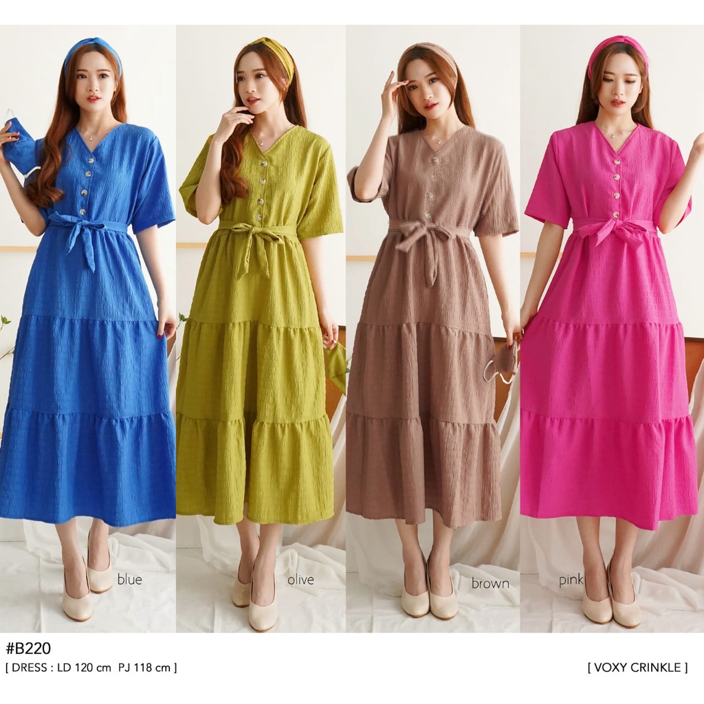 Dress Wanita Terbaru/dress wanita/dress korea/Long Dress Cewek Korea Bahan Kringkel (COD)