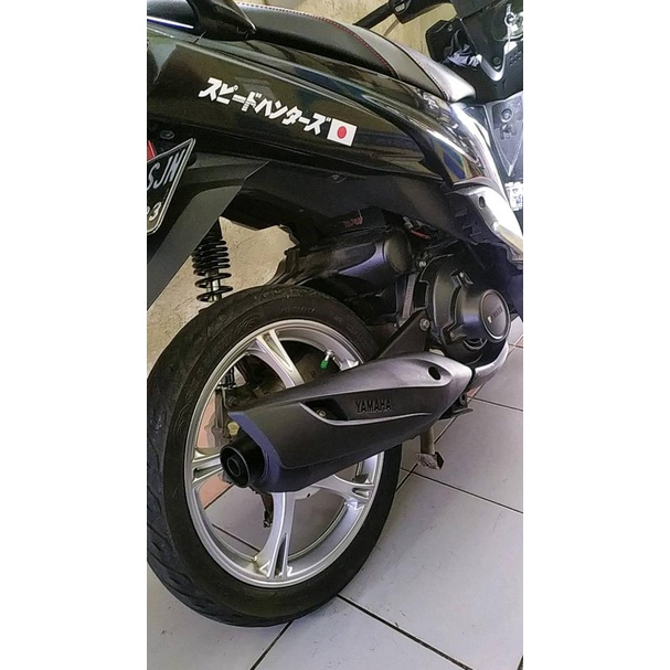 Cover Tameng Tutup Knalpot Motor Mio J Dan Mio 125 l Sparepart Variasi Pelindung Knalpot Mio J Mio 125 Kualitas Standar Hitam Murah