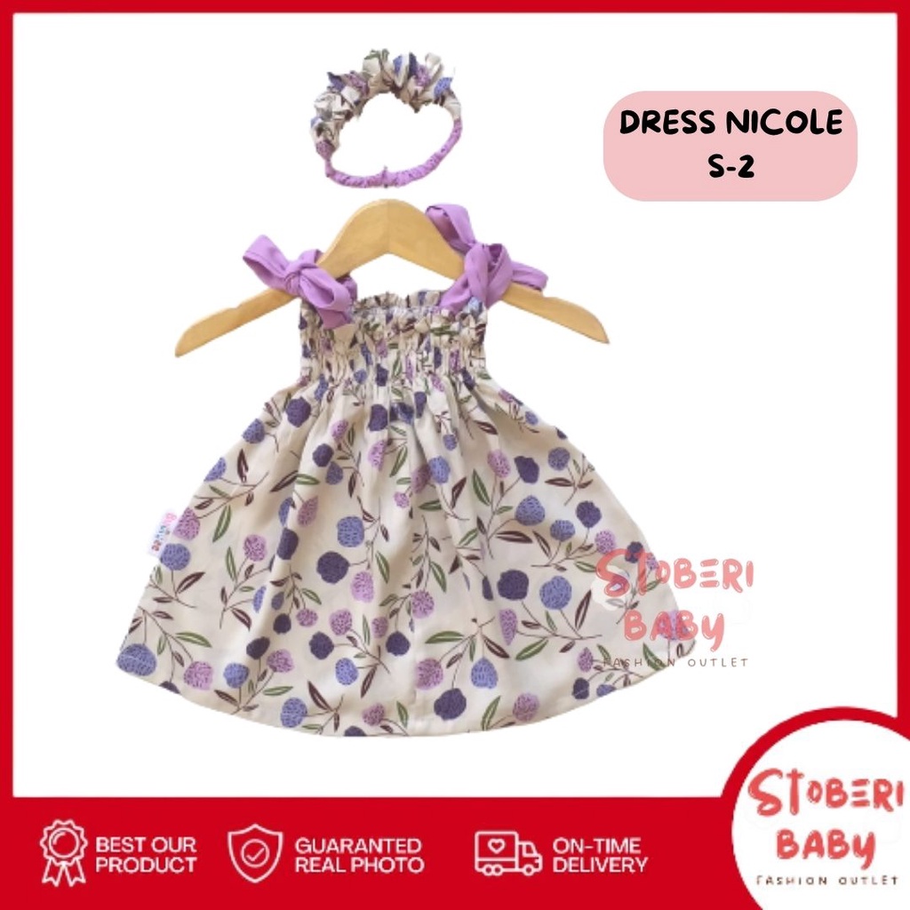 PUNCAK 3.3 stoberibaby - BBB DRESS NICOLE dress anak perempuan bayi motif bunga lucu free headband