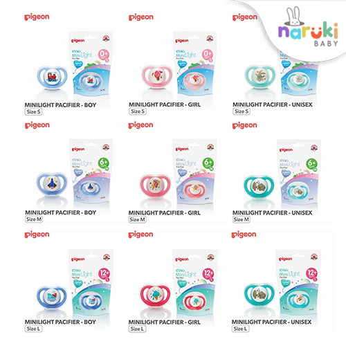 Pigeon Minilight Pacifier Boy Girl Unisex Empeng Bayi Size S M L utk 0M -12M+