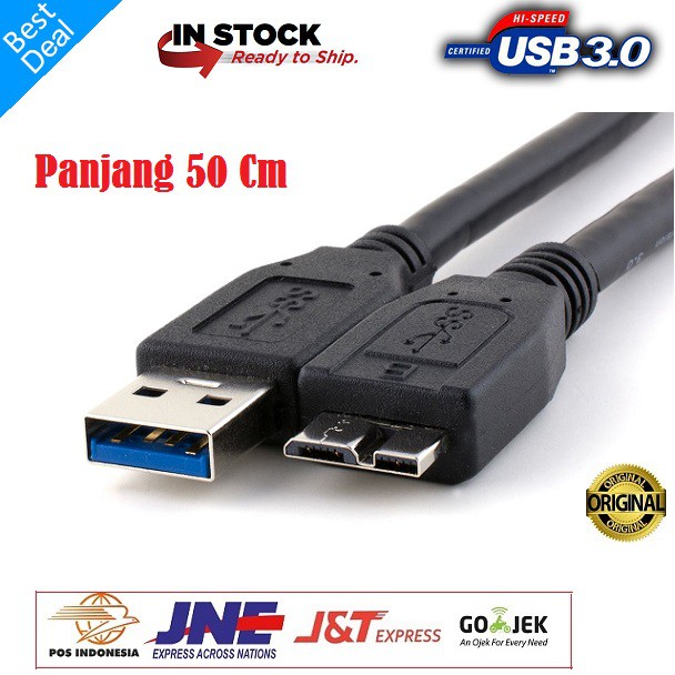 ORIGINAL Kabel Data External Hardisk Usb 3.0 High Quality Warna Hitam