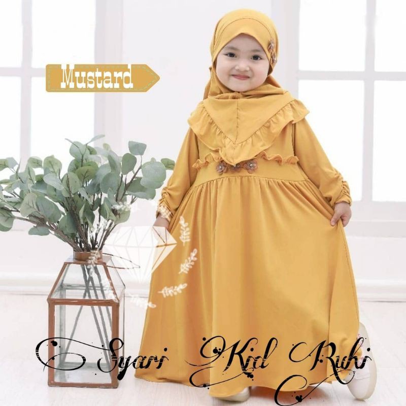 SYARI RUHI KID ANAK, MOSCREPE, GAMIS HIJAB MUSLIM, DRESS MAXY