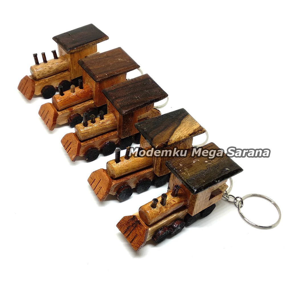 Souvenir Gantungan Kunci Kereta Api Lokomotif Kayu - Isi 10pcs