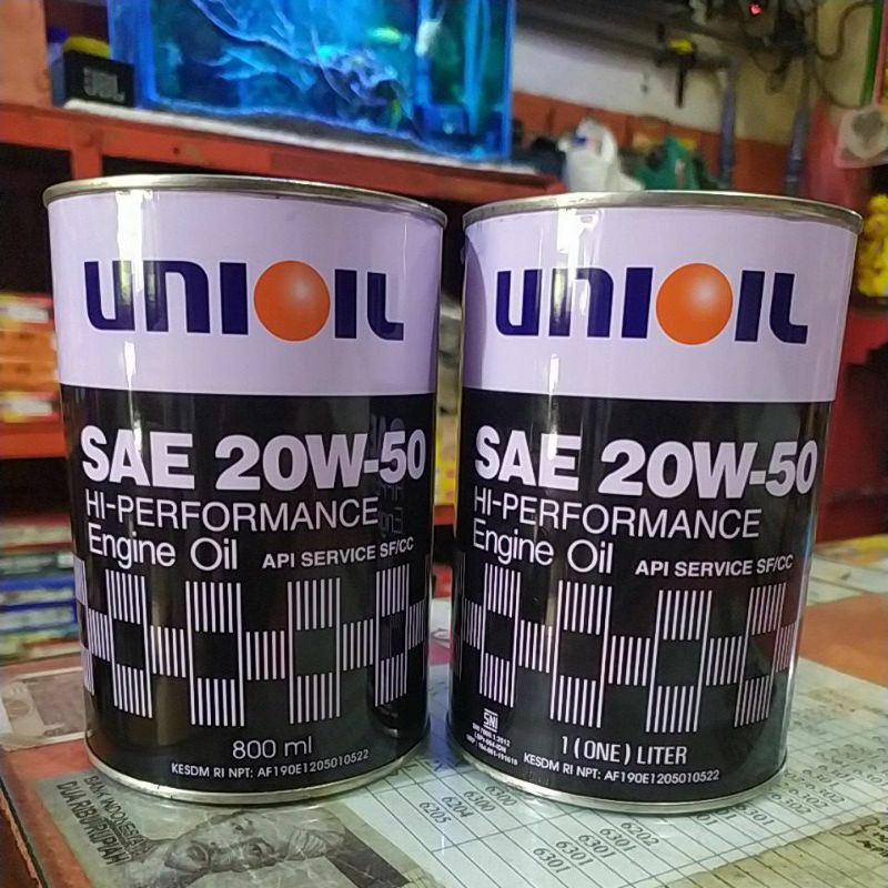 UNIOIL / OLI UNION 0.8L & 1L SAE 20W-50 HI PERFORMANCE ENGINE OIL API SERVICE SF/CC OLI MESIN SEEPDA