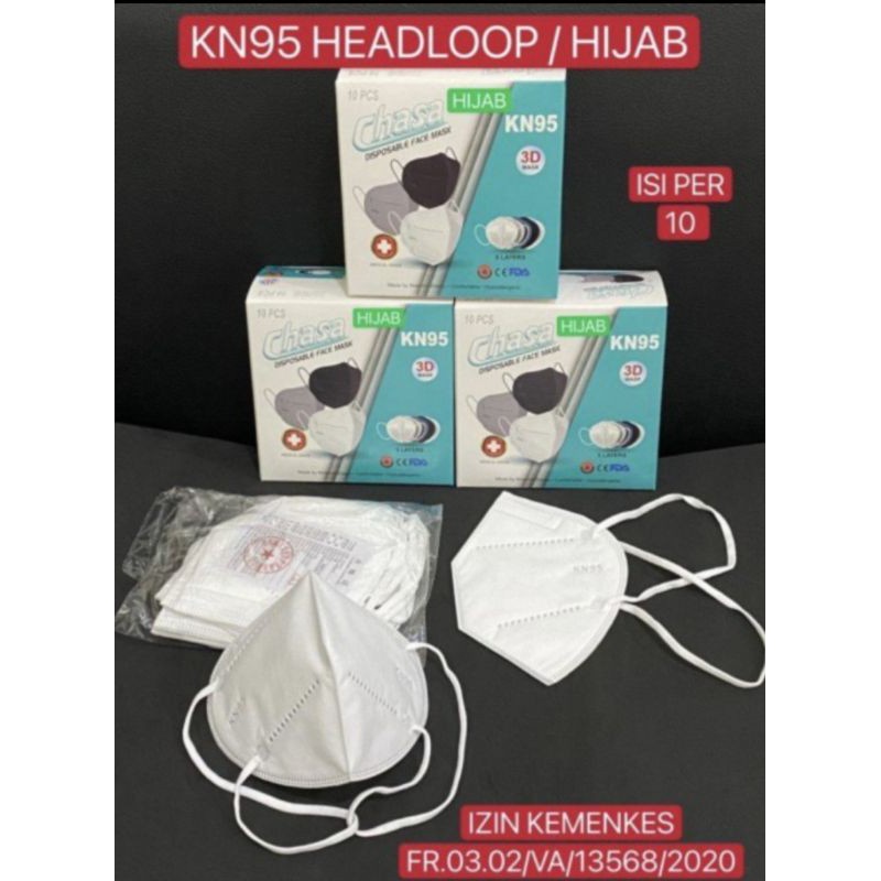 Masker 5ply KN95 Earloop Chasa 3D Mask Kemenkes isi 10pc