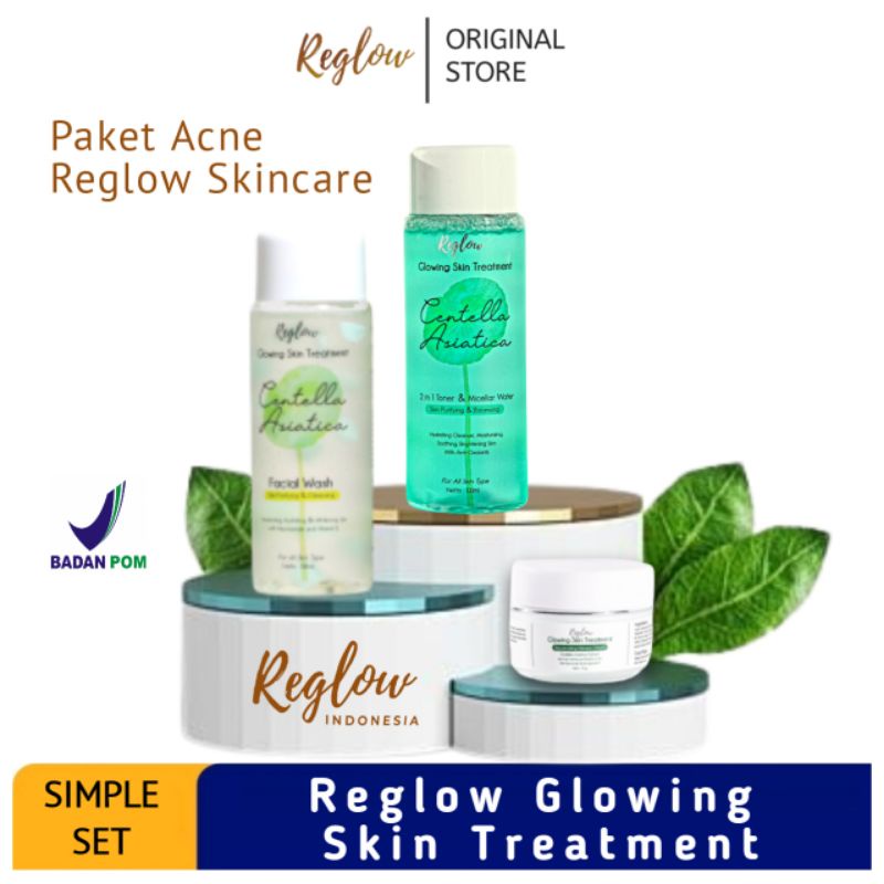 Reglow Paket Basic Skincare Perawatan Kulit Wajah Rutine BPOM 3 Item