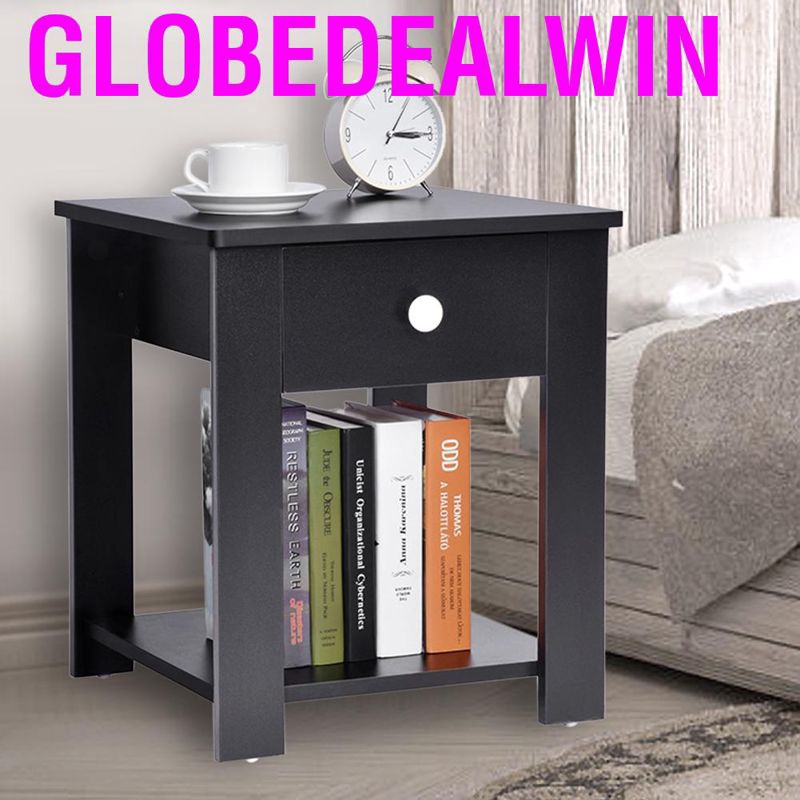 Globedealwin Bedside Table 1pcs Wooden Bedside Unit Cabinet Nightstand Storage With Drawer 15 7 Shopee Indonesia