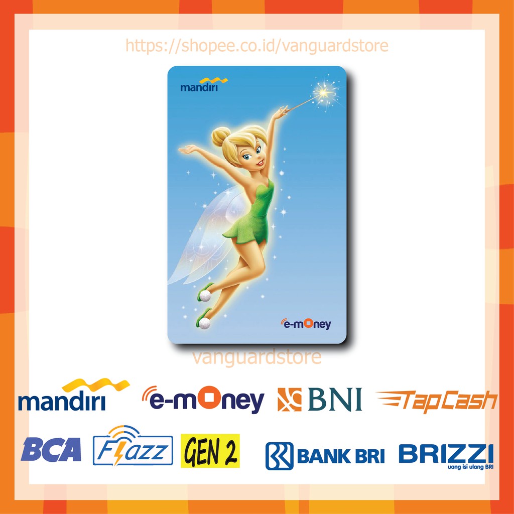 KARTU E MONEY E TOLL PERI TINKERBELL KARTUN MOVIE 27 EMONEY MANDIRI FLAZZ TAPCASH BRIZZI