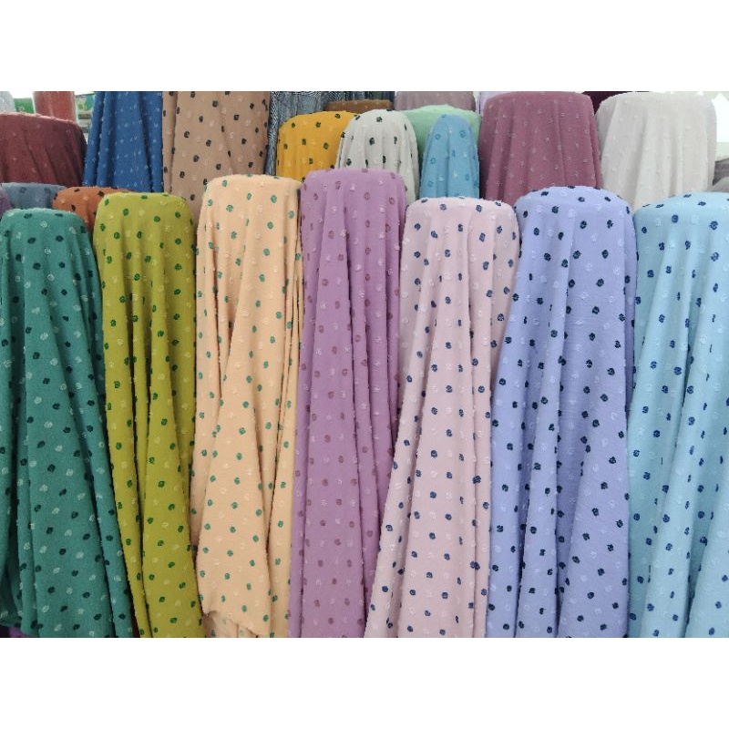 kain/bahan cringkel katun CEY motip dot