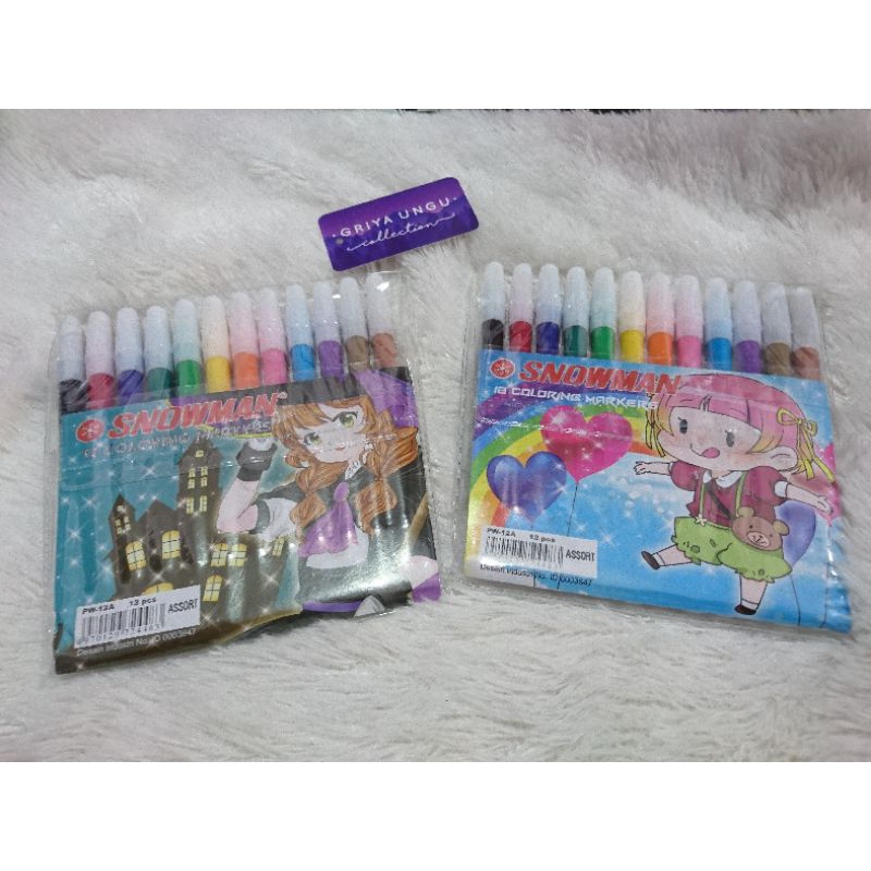 

Spidol Snowman marker set isi 12 warna