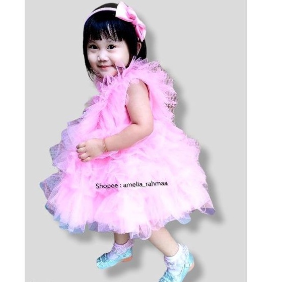 amelia_rahmaa dress zefinda rok tutu dress tile gaun anak pesta ulang tahun