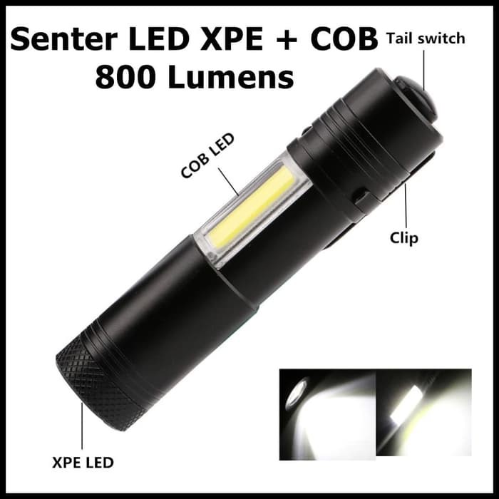 TaffLED Senter LED XPE + COB Outdoor Flashlight 800 Lumens C02