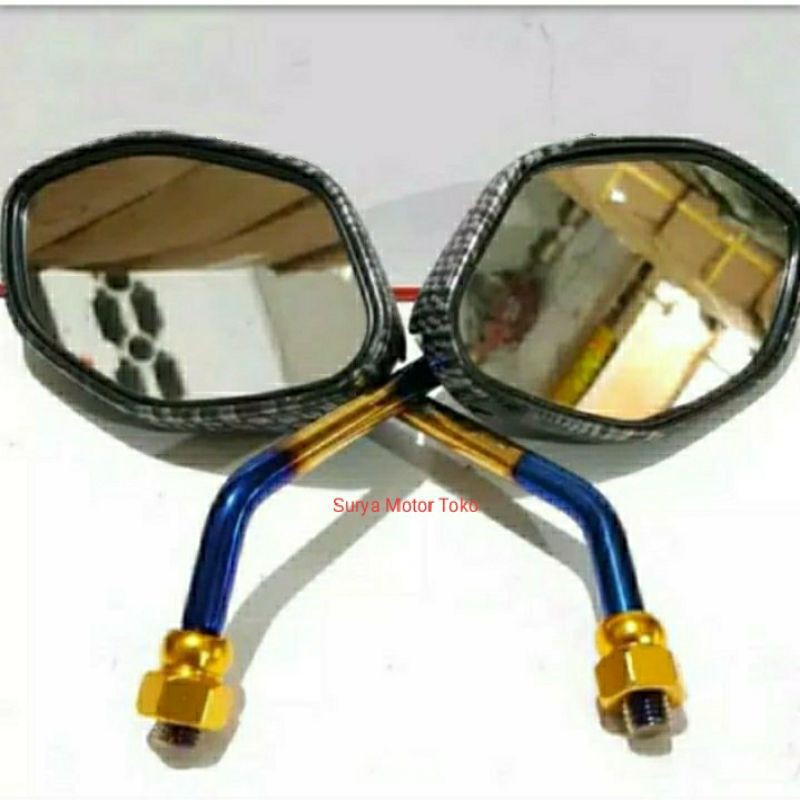 Spion Beat Carbon Twotone tangkai pendek.