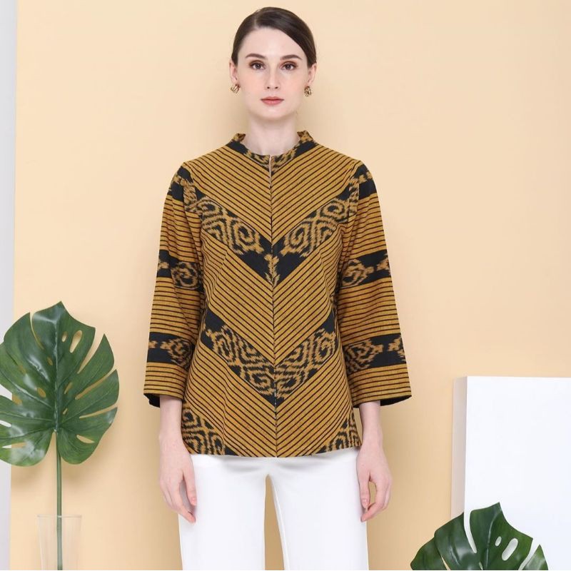 BLOUSE TENUN LURIK JEPARA KUNYIT