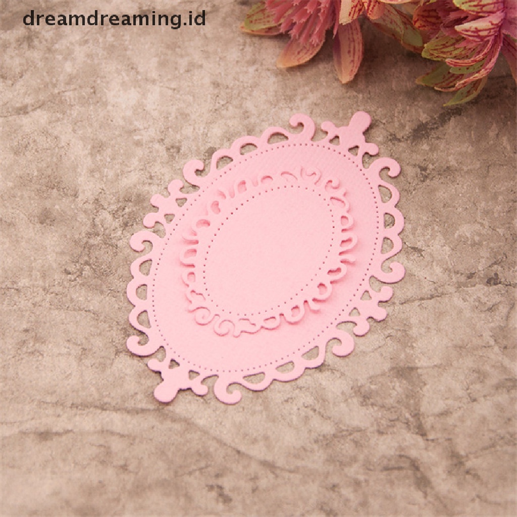 Cetakan Stensil Cutting Dies Motif Oval Bahan Metal Untuk Scrapbook / Craft DIY / Kartu