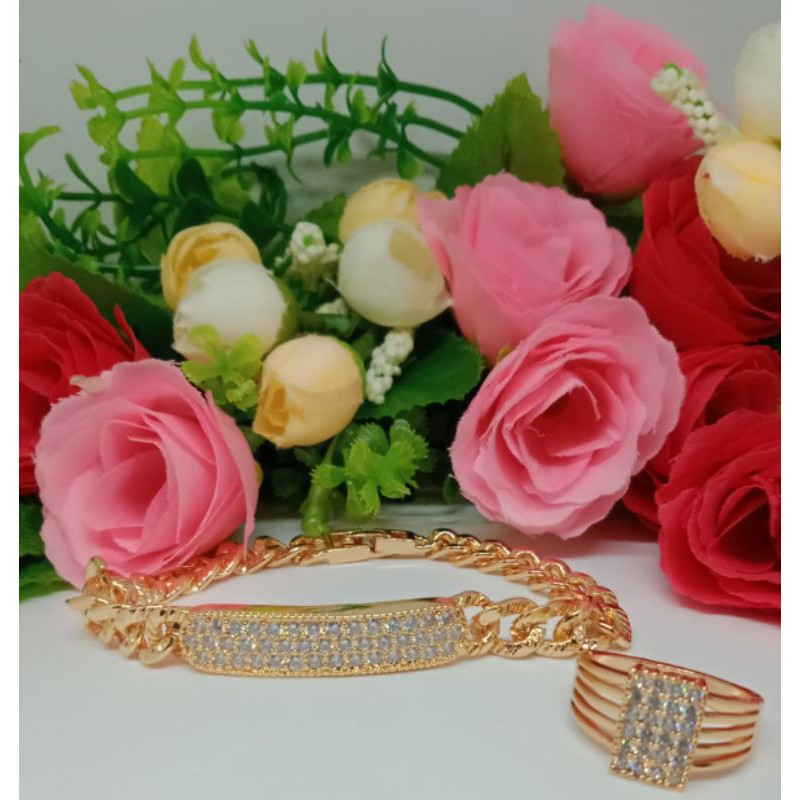 Fourfashion Set Gelang+Cincin Square Pattern 3 kekinian