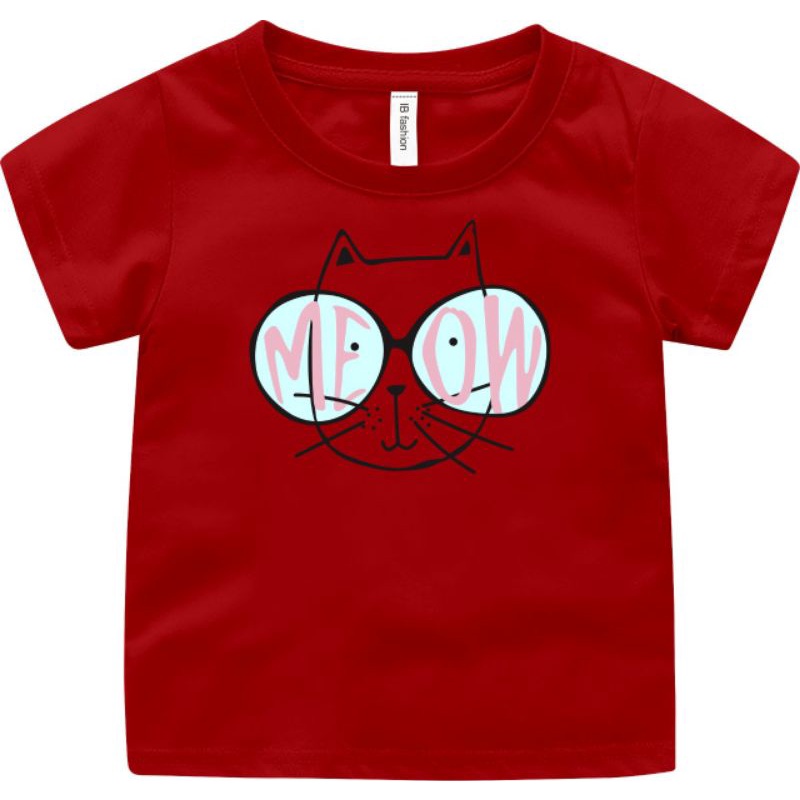 Baju Kaos Anak Cewek Kucing Meow Atasan Anak Umur 2-10 Thun Baju Oblong Ank Anak T Shirt Anak Terbaru