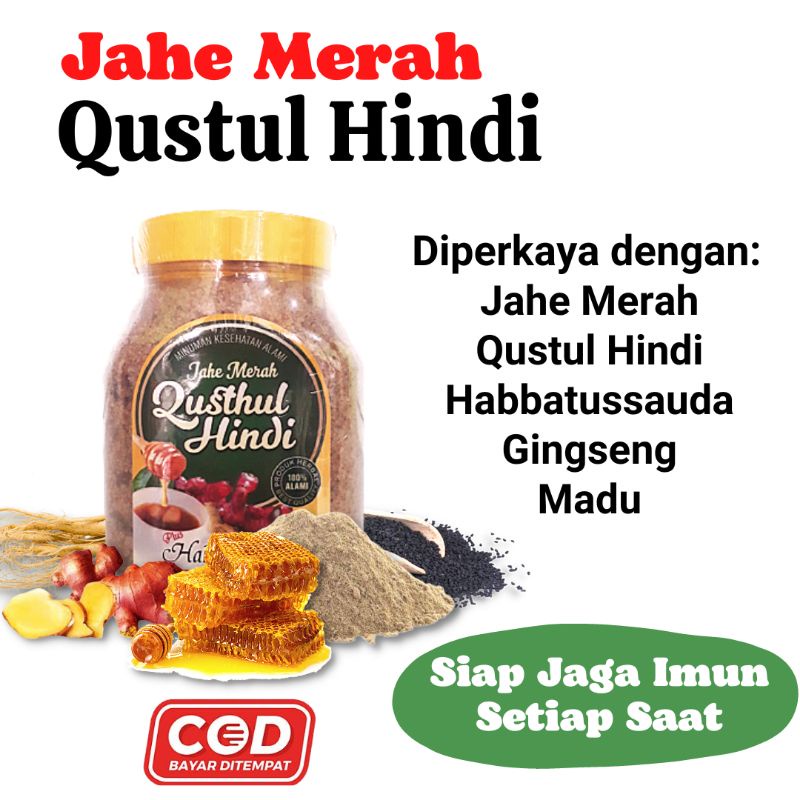 

Jahe Merah Qustul Hindi Penambah Imun membantu penyembuhan covid 19 isi 250gr