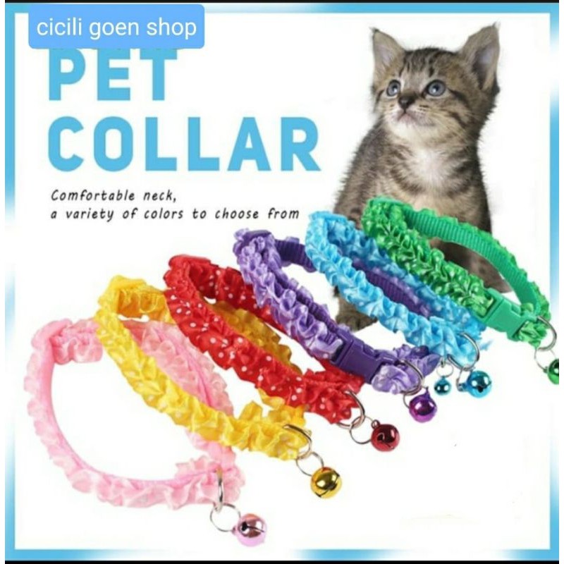 Kalung lonceng anjing kucing musang kelinci cantik pita polkadot murah collar elegant