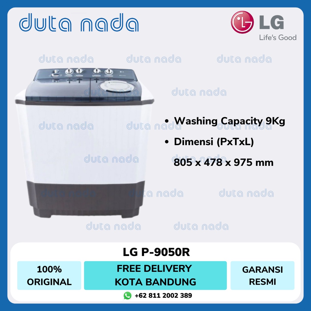 LG Mesin Cuci 2 Tabung 9Kg P-9050R