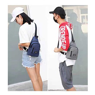 Tas Selempang Kanvas 7131U Fashion IMPOR Cowo Korean Style Slempang Gadget Bag ADA USB CHARGER port